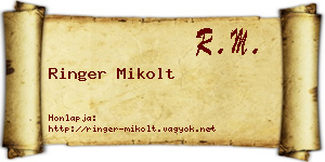 Ringer Mikolt névjegykártya